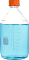 Moonetto 2 Liter Round Media Glass Bottle, Graduated Storage Jar with GL45 Polypropylene Orange Cap (2000ml)