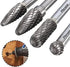 Mesee 4Pcs Tungsten Carbide Rotary Burr Set, 6-Inch Long Rotating Tools Kit with 6mm Shank for DIY Woodworking/Metal