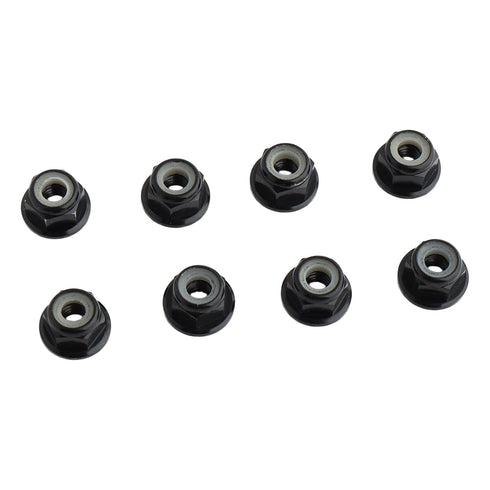 8PCS Flange M4 Lock Nuts, Serrated Nylon Self-Tightening Aluminum M4 Wheel Hardware for Axial HPI TLR ECX RC Car