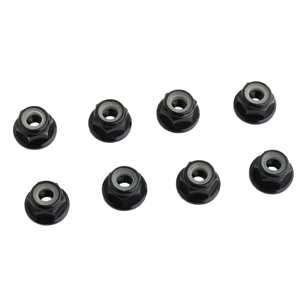 8PCS Flange M4 Lock Nuts, Serrated Nylon Self-Tightening Aluminum M4 Wheel Hardware for Axial HPI TLR ECX RC Car