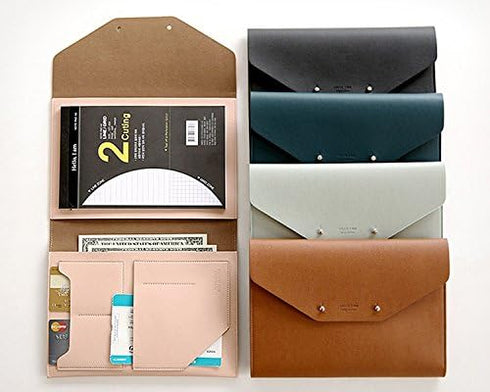 Modern Design A5 Size PU Leather Padfolio with Writing Pad, Pen Holder, Card Slots, Extra Pockets, Mint Gray