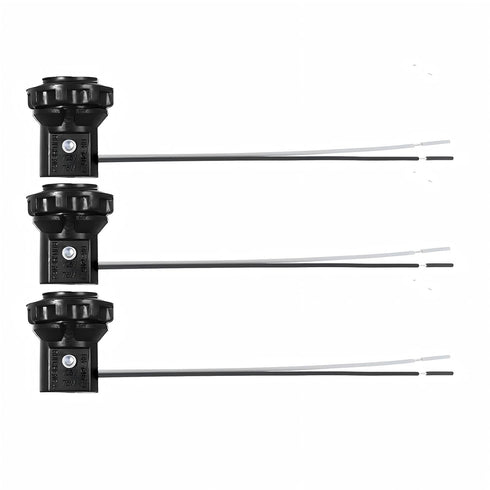 Generic E12 6 Inch 75W 125V, Bulbs, (3-Pack) Candelabra Base Light Socket with Wire Leads & Threaded Ring, Phenolic