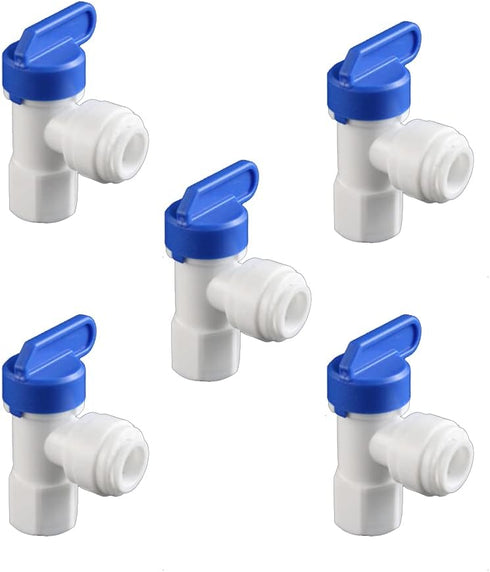 Water Storage Tank Ball Valve, 3/8 inch O.D. RO Tubing x 1/4 inch Female Pipe Thread Shut-Off Valve