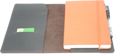 Leather Cover for Moleskine Large Hard Cover, Distressed Leather Cahier Refillable Travel Journal for 5"x 8.25" Dark