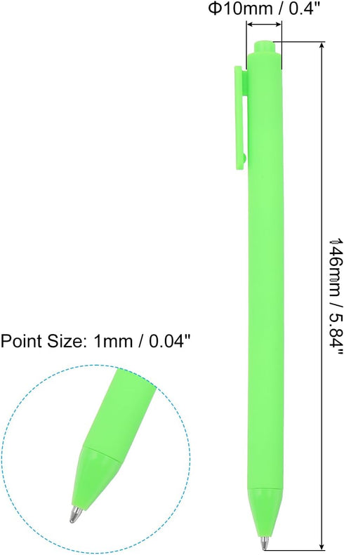 PATIKIL 100 Pack Black Barrel Click Pens, 1.0MM Retractable Ballpoint Pens, Smooth Writing Office Supplies, Green