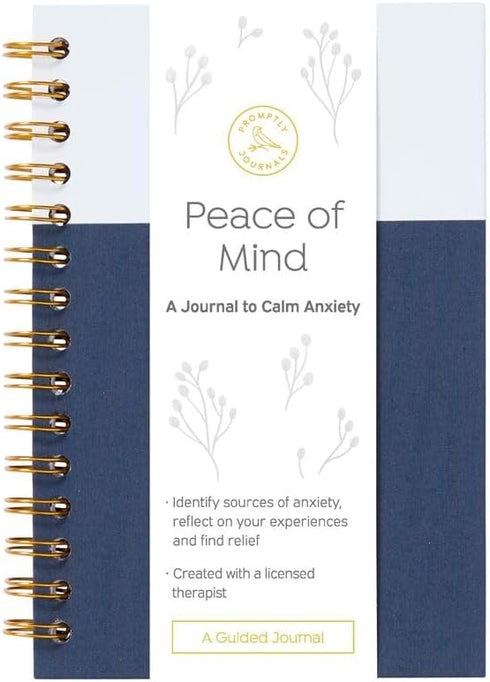 Promptly Journals, Peace of Mind: A Journal to Calm Anxiety (Navy Blue, Linen/Leatherette)