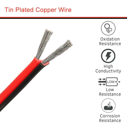 18 Gauge Wire 70ft, 18 AWG Stranded Wire, Red and Black 2 Conductors Electrical Wire Hookup Wire for Automotive and
