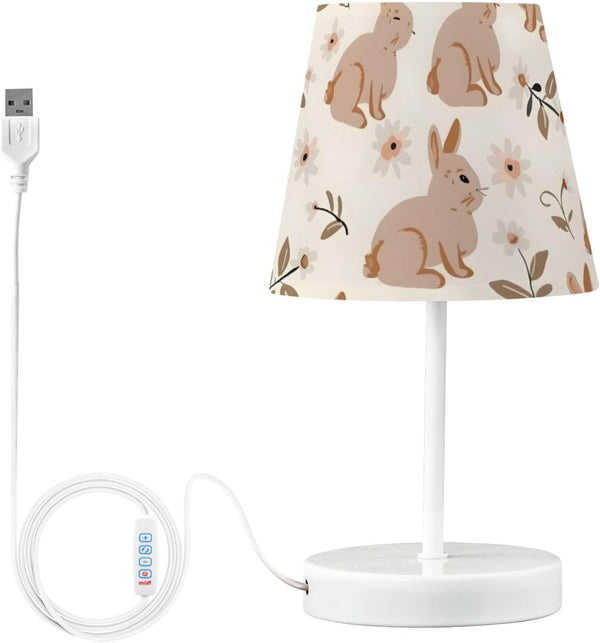 ALAZA Bedside Lamp Rabbits Forest Animal Bunny Table Lamp for Bedroom Desk