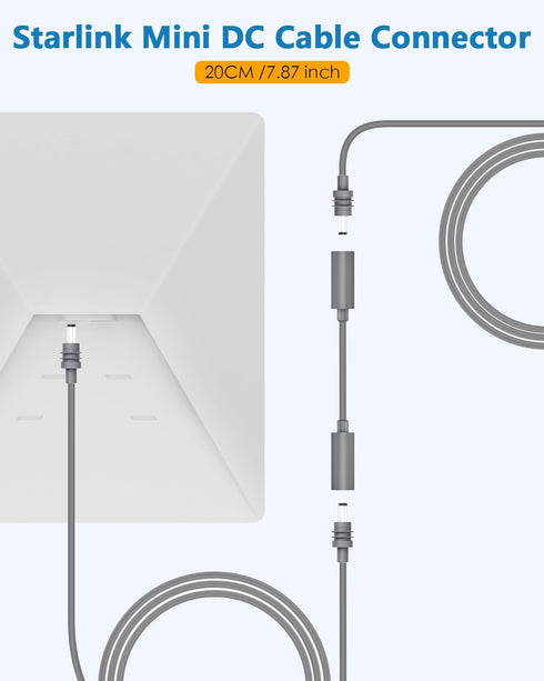 ADINEL 2Pack Starlink Mini DC Cable Connector Female to Female Adapter Waterproof Power Cable Extender Starlink Mini