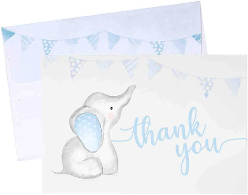 GSM Brands Thank You Cards for Baby Shower with Boy Theme - 20 Cards