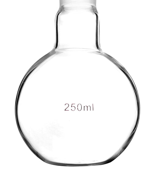 250ml 24/40 250mL QWORK Glass Single Neck Flat Bottom Boiling Flask, with Standard Joint, Heavy Wall Distillation