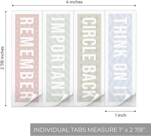 Modern Reminder Page Markers, 1" x 2.875" Multiuse Sticky Note Tabs, 200 Tabs Pastel Pattern Sticky Pad