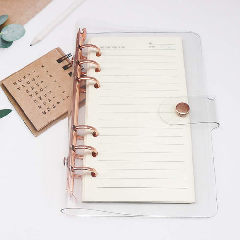 Clear A6 Binder Cover Rose Gold 6 Ring Budget Binders Snap Button Closure Loose Leaf Folders Refillable Soft Notebook Shell Protector(Rose Gold) by NatSumeBasics