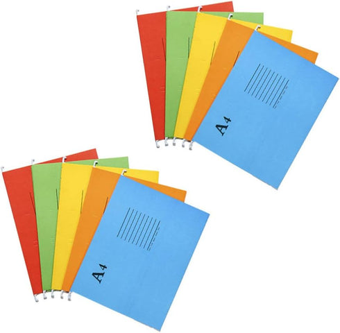 SUPVOX 10pcs Colorful A4 Hanging File Folders, Mixed Color Suspension File Holders for Organizing Documents