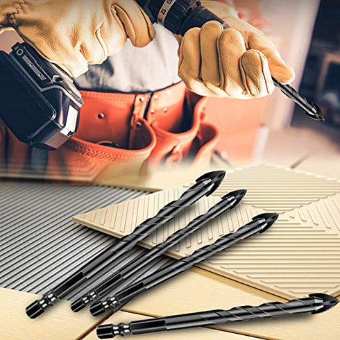10 Pieces Masonry Drill Bit Set, Concrete, Ceramic, Carbide for Tile, Plastic, Wall, Brick, Cement, Wood