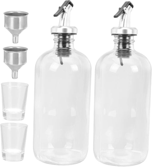 Ciieeo 1set Mouthwash Dispenser Set Funnel and Cups Glass Rinse Bottle for