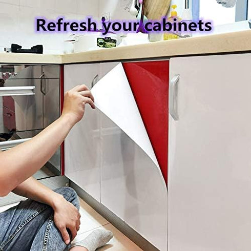 TANONE White Wallpaper Self Adhesive Vinyl 15.8"X196.7" Decorative Film for Cabinets and Furniture Countertops.