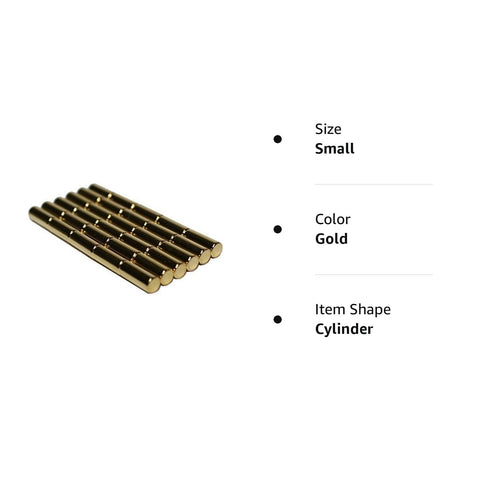 Metal Cylinder Magnets, 30pcs Gold Magnetic Pins for DIY, Science, Refrigerator, Kitchen