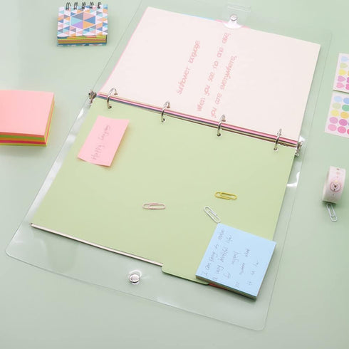 NatSumeBasics A4 Binder, 4 Ring Budget Binder with Clear PVC Planner Cover for Organizer Accessories