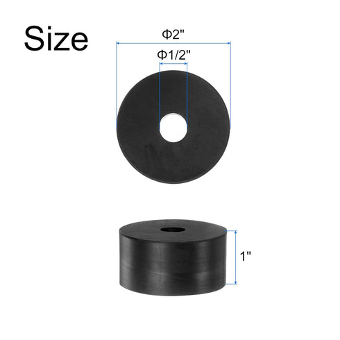 uxcell 4pcs Rubber Spacers 2" OD, 1/2" ID, 1" Height Round Anti Vibration Spacer Rubber Bushing Grommets Thick Rubber Washers for Home Car Accessories