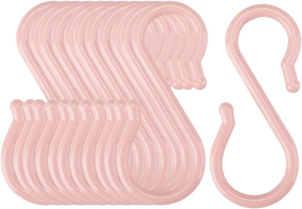 uxcell 12 Pack S Shaped Hooks - Plastic Hanging for Kitchen, Bathroom, Closet, Pots, Pans, Cups, Pink