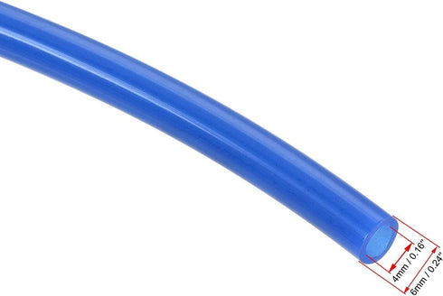 uxcell Pneumatic 6mm OD PU Air Hose Tubing Kit, 5 Meters Blue with 12 Pcs Black Push to Connect Fittings