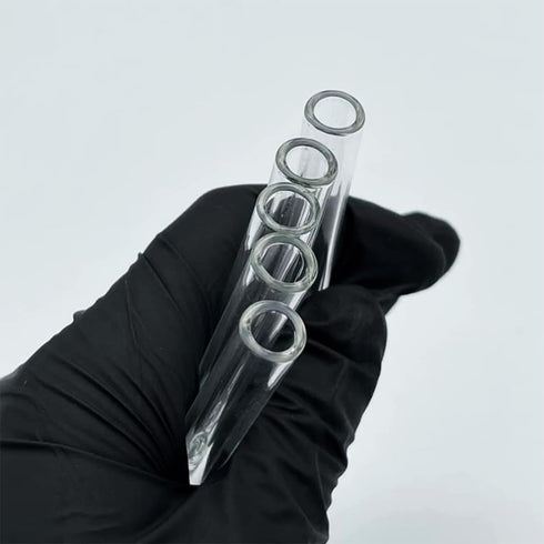 Reusable Clear Glass Blowing Tubes, 4" (100mm) Length, 5 Pcs with Cleaning Brush and Protect Box