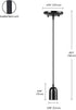 60614 1-Light GLOBE Electric x Novogratz Pendant Light Fixture, Glossy Black, Faux Ceramic Socket, Braided Fabric Cord