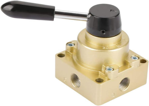 Hilitand HV-03 Rotary Lever Hand Valve, G3/8 Control Valve, 3 Positions 4 Ways Pneumatic Air Flow Control