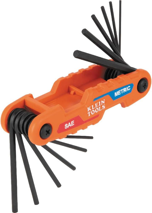 Compact Folding Hex Key Set, 12-Key SAE Metric Sizes for Various Applications