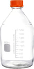 1 Piece 2000 ml 2 Liter Graduated Round Glass Bottle with GL45 Orange Polypropylene Screw Cap