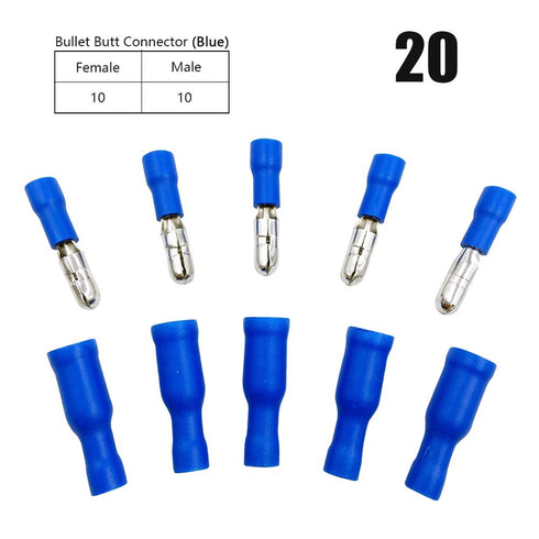 Bullet Butt Connectors - Sopoby 100pcs Assorted Insulated Female & Male Crimp Wire Terminals