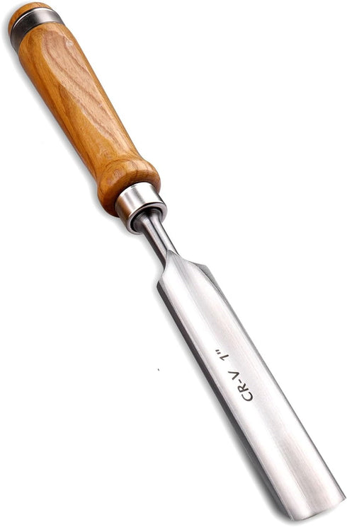 1"(25mm) Wood Chisel for Woodworking, Semicircle Edge CR-V Steel DIY Carpentry Gouge Tools