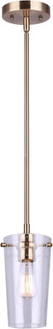 Canarm Vivien 1-Light Pendant Light, Gold Finish with Seeded Glass Shade, Adjustable
