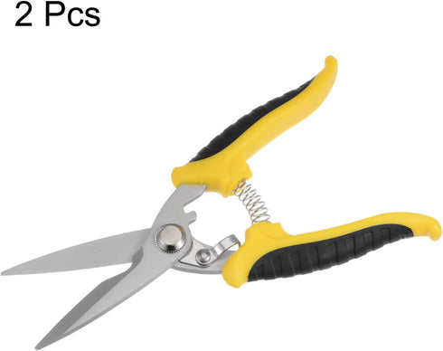 2pcs 8 Inch Industrial Scissors Multi-Purpose Shears with Stainless Steel Blades and Black Yellow Handle