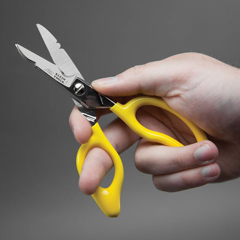 Klein Tools 26001 6.75-Inch All-Purpose Electrician's Scissors, Made in USA, Serrated Blades, Cable Cutting Notch