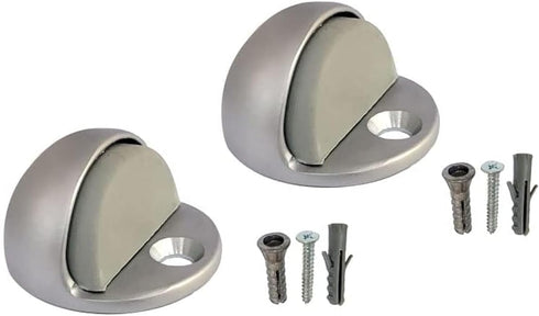QCAA Low Dome Floor Door Stop, H 25.4 x Diameter 44.5mm, Zinc Die Cast, Satin Nickel, 2 Pack
