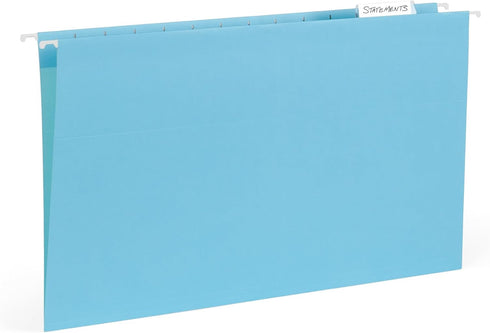 Blue Summit Legal Hanging File Folders, Assorted Gem Tones, 25 Hanging Files for Organization, 25 per Box