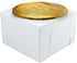 10" Combo Box Set - 10x10x5 1/2 White Cake Box with 10" Gold Round Drum 1/2"