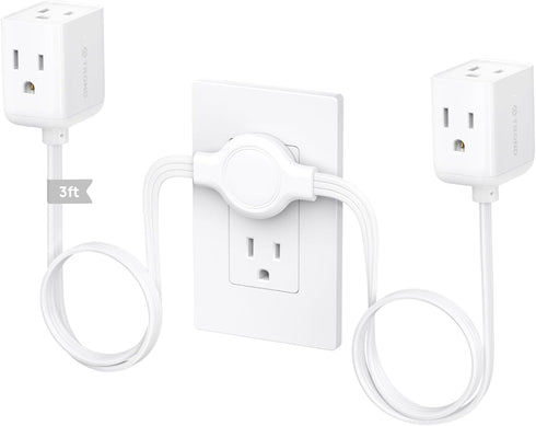 TROND Split Extension Cord with Flat Wall Plug, Twin 3ft on Each Side,