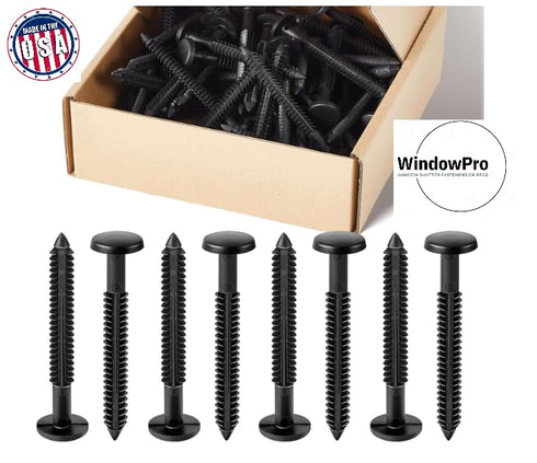 WindowPro 48 3 Inch Pcs Vinyl Shutter Fastener Window Panel Peg Lok Pin Pegs Screws Shutter Spikes Anchor (Black)