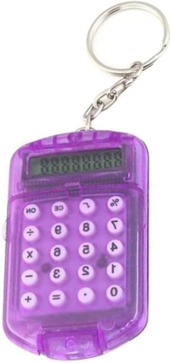 Purple 8-Digit Pocket Mini Electronic Calculator Keychain for Home School Office Supply