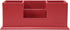 UnionBasic Desk Organizer, Desktop Caddy, Leather Multi-compartment Pen Holder, Office Stationery Organizer, Red
