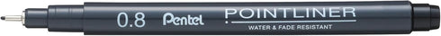 Pentel Arts Pointliner Drawing Pen, 0.8mm Black Ink, Box of 12 Pens (S20P-8A)