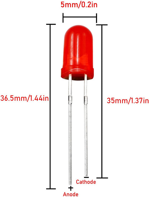 ZZHXSM 200 5mm Bulb 5mm Pcs LED Diodes Lights LED Circuit Assorted Kit Electronic Components, Diffused Round Light LED
