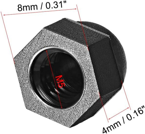 uxcell Acorn Hex Cap Nuts - 10Pcs M5 Dome Nuts, Black Nylon Hexagon Decorative Cap Nut for Screws