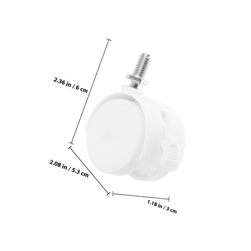 KHBUAB 4pcs 1.5-inch White Plastic Chair Casters with Brake, Swivel Locking Cart and Desk Chair Wheels Replacement