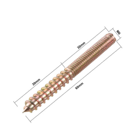 uxcell M6 Hanger Bolts Length 2-3/8"(60mm) Double Headed Bolts Self-Tapping Screw for Furniture Legs 20pcs