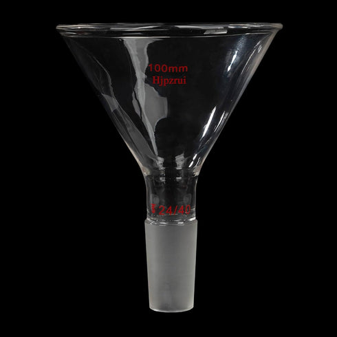 Glass Funnel, Short Stem Powder Funnel with 100 mm Top Diameter and 24/40 Inner Joint Filter Funnel for Lab