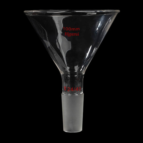 Glass Funnel, Short Stem Powder Funnel with 100 mm Top Diameter and 24/40 Inner Joint Filter Funnel for Lab